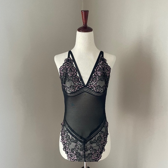 Elegant Moments Leather Teddy Lingerie with Lace-Up Front, Underwire Cups, Adjustable Straps